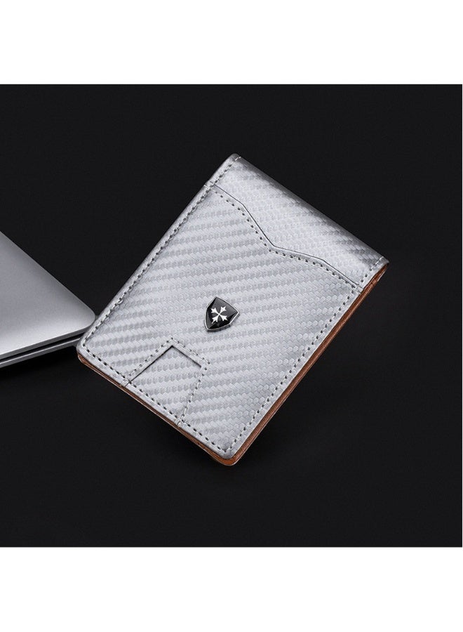baellerry Men's Card Bag Carbon Fiber RFID Anti-degaussing Dollar Wallet Business Multi-card Purse - Image 2