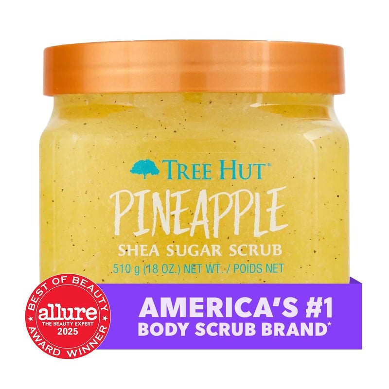 Treehut Pineapple Shea Sugar Scrub, Exfoliating, Hydrating & Moisturizing Body Scrub with Shea Butter & Nourishing Essential Oils, Smooth & Soften Skin, 18 oz - Image 3