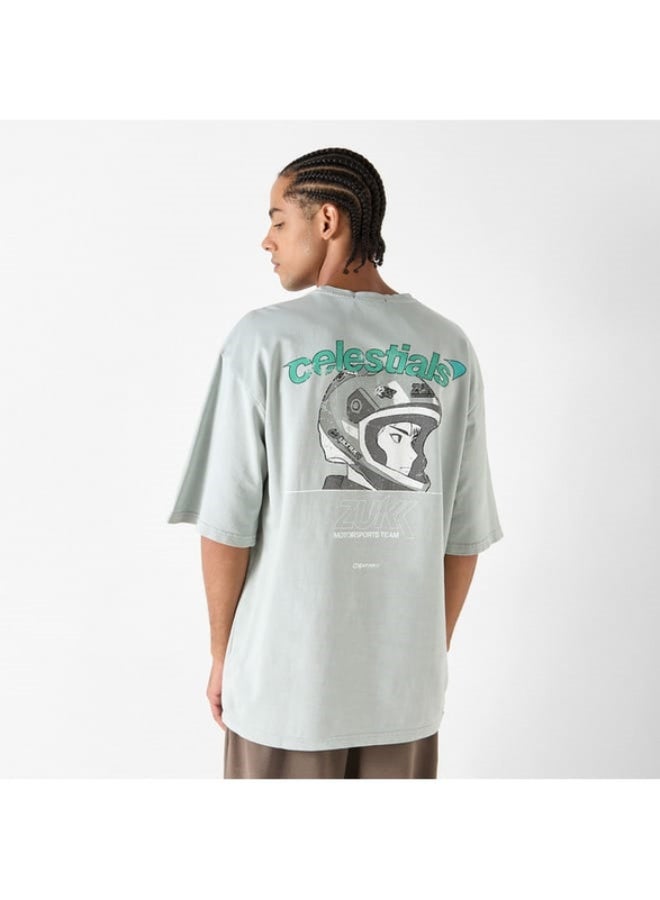 SP Characters Printed Crew Neck T-shirt with Short Sleeves - Image 2