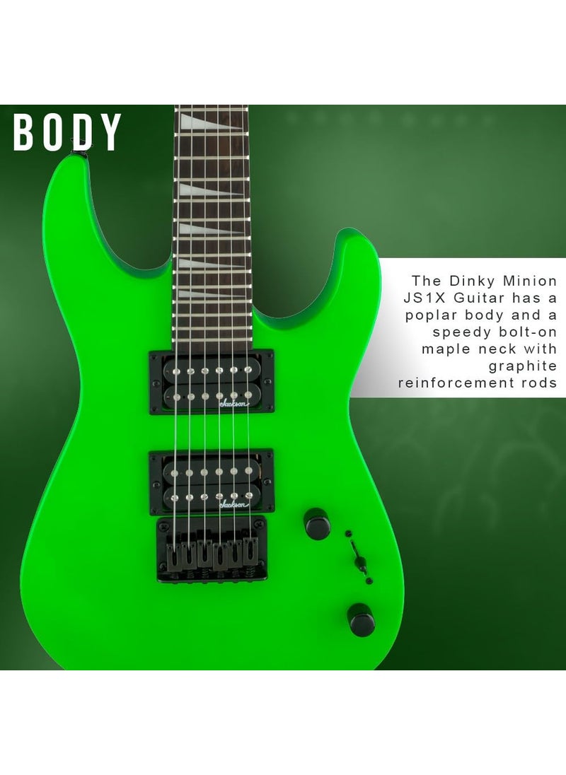 Jackson - Jackson JS Series Dinky Minion JS1X 6String RightHanded Poplar Body Electric Guitar Neon Green Bundle with Black Gig Bag 2 Items - Image 1