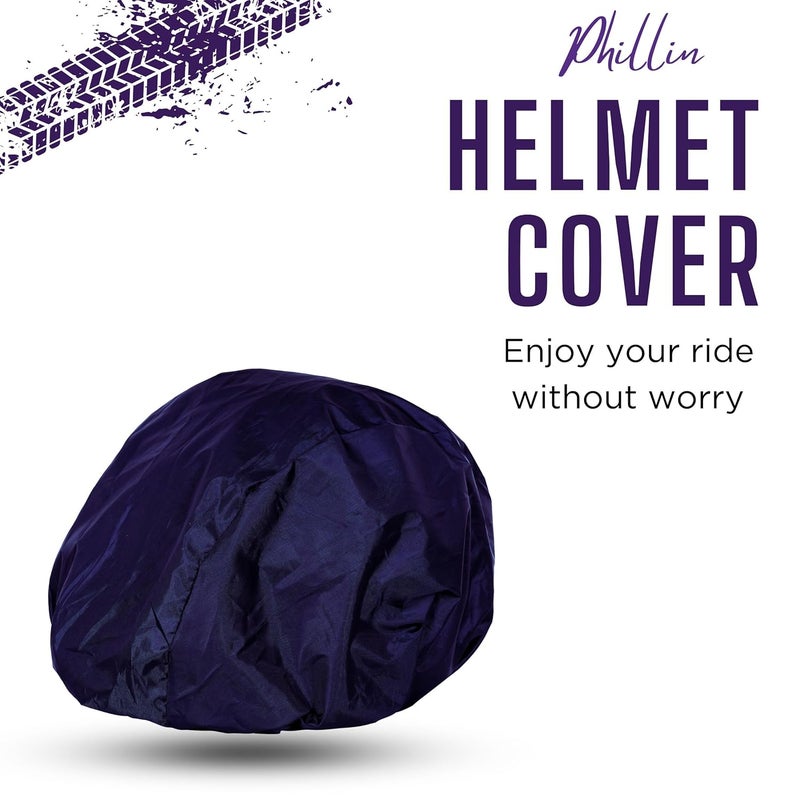 PHILLIN Polyester Helmet Cover - Protects from Dust, Rain, Scratches Dustproof Waterproof Lightweight and Durable Secure Universal Size Storage Bag for Motorcycles Helmets (Navy Blue) - Image 2