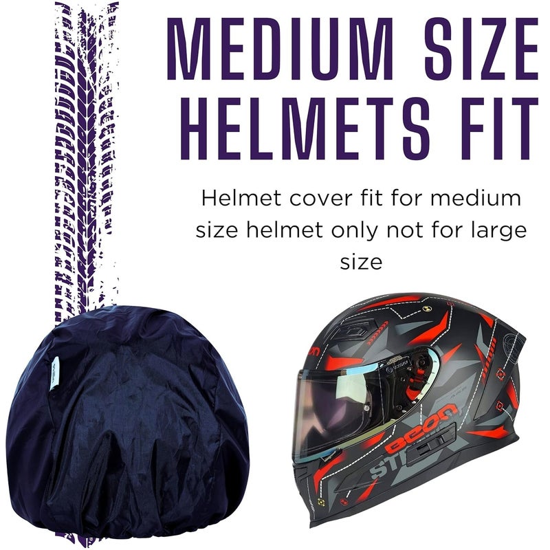 PHILLIN Polyester Helmet Cover - Protects from Dust, Rain, Scratches Dustproof Waterproof Lightweight and Durable Secure Universal Size Storage Bag for Motorcycles Helmets (Navy Blue) - Image 4