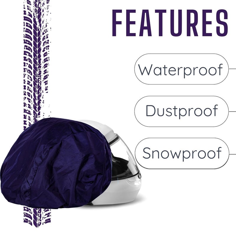 PHILLIN Polyester Helmet Cover - Protects from Dust, Rain, Scratches Dustproof Waterproof Lightweight and Durable Secure Universal Size Storage Bag for Motorcycles Helmets (Navy Blue) - Image 3