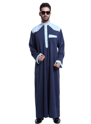 Men's Stand Collar Long Sleeve Casual Kandora Islamic Arabic Kaftan Thobe Navy Blue - pzsku/ZAF70BA9CC2E74A81CD6BZ/45/_/1692990699/2e9dd002-e54e-45a7-9083-744fe2aea6c3