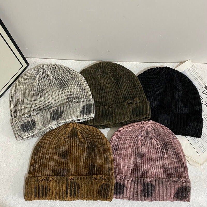 Distressed Beanie Women Autumn Winter Korean Street Slimming Hat Acrylic - Image 2