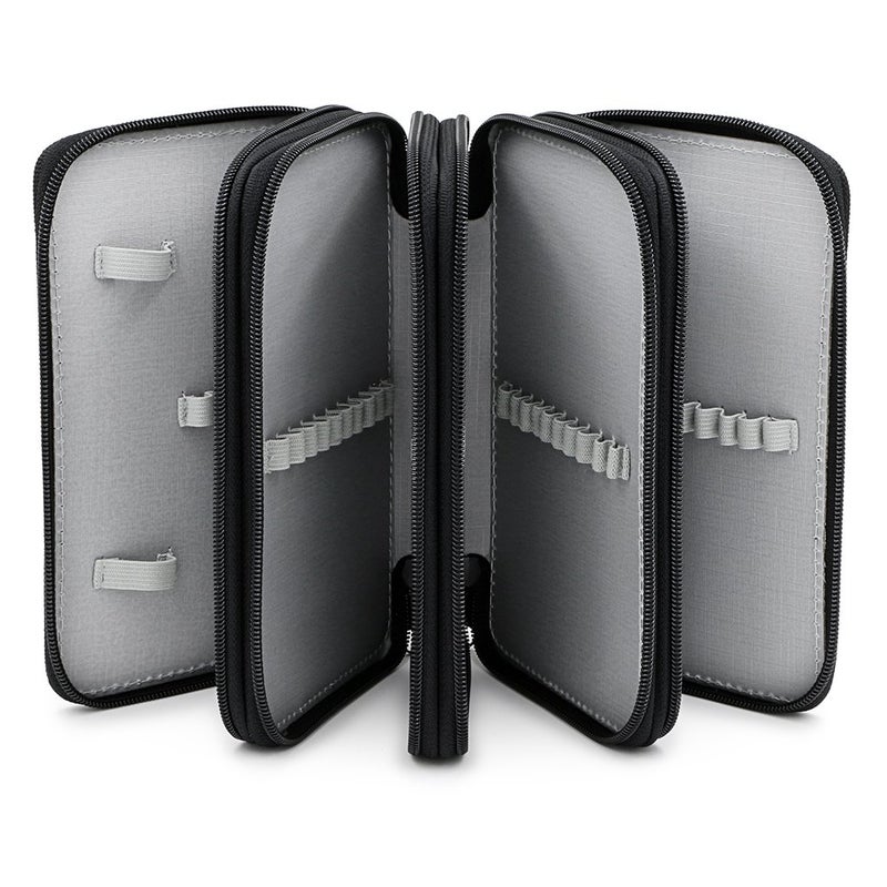 BTSKY حقيبة أقلام ملونة من BTSKY قابلة للحمل أكسفورد كبيرة 72 فتحة منظم أقلام محمولة حقيبة لف أقلام الألوان المائية (أسود) - Image 3