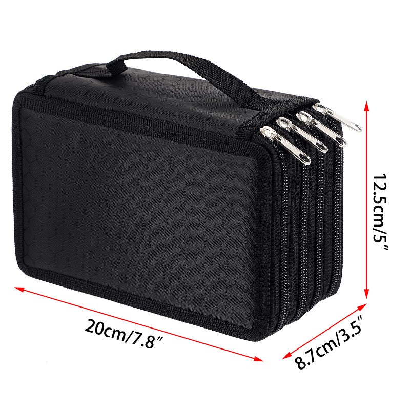 BTSKY حقيبة أقلام ملونة من BTSKY قابلة للحمل أكسفورد كبيرة 72 فتحة منظم أقلام محمولة حقيبة لف أقلام الألوان المائية (أسود) - Image 5