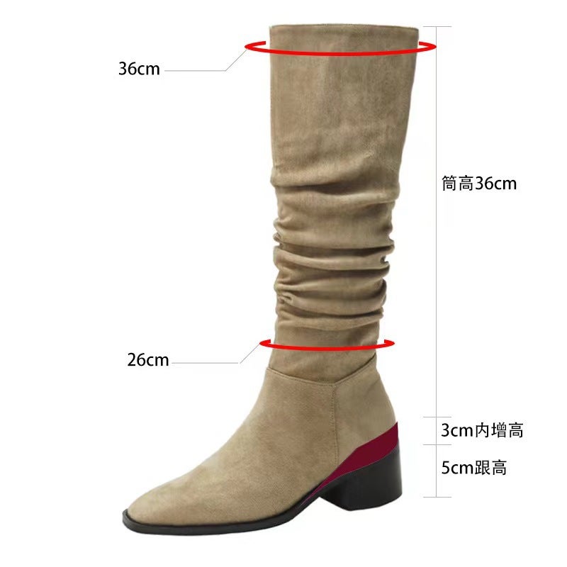 And Fast Delivery ~ Inner Height Heap Boots Long Barrel Knight Boots Autumn Medium Barrel Skinny Boots - Image 1
