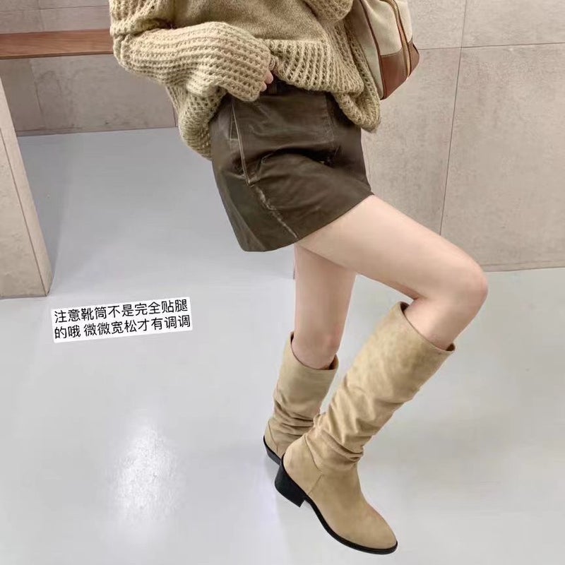 And Fast Delivery ~ Inner Height Heap Boots Long Barrel Knight Boots Autumn Medium Barrel Skinny Boots - Image 4