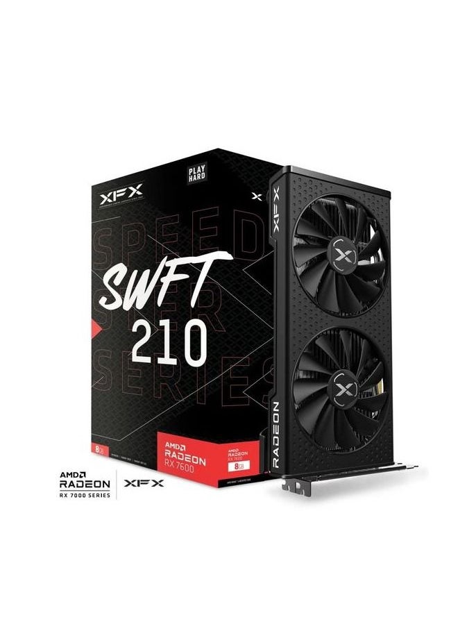 XFX - XFX Speedster SWFT 210 RADEON RX 7600 Core Gaming Graphics Card with 8GB GDDR6 HDMI 3xDP AMD RDNA™ 3 - Image 1
