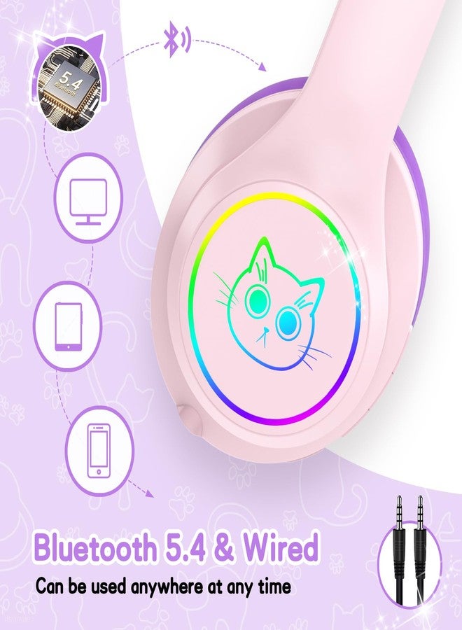 LOBKIN Kids Bluetooth Headphones,Over Ear Kids Headphones Wireless with Mic 50H Playtime Colorful LED Lights AUX Cord 94dB Safe Volume Limited Foldable Design for Boy Girl Travel/School/iPad - Image 2