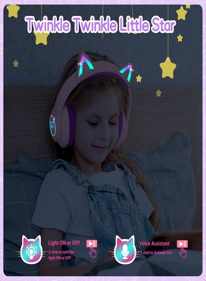 LOBKIN Kids Bluetooth Headphones,Over Ear Kids Headphones Wireless with Mic 50H Playtime Colorful LED Lights AUX Cord 94dB Safe Volume Limited Foldable Design for Boy Girl Travel/School/iPad - Image 5