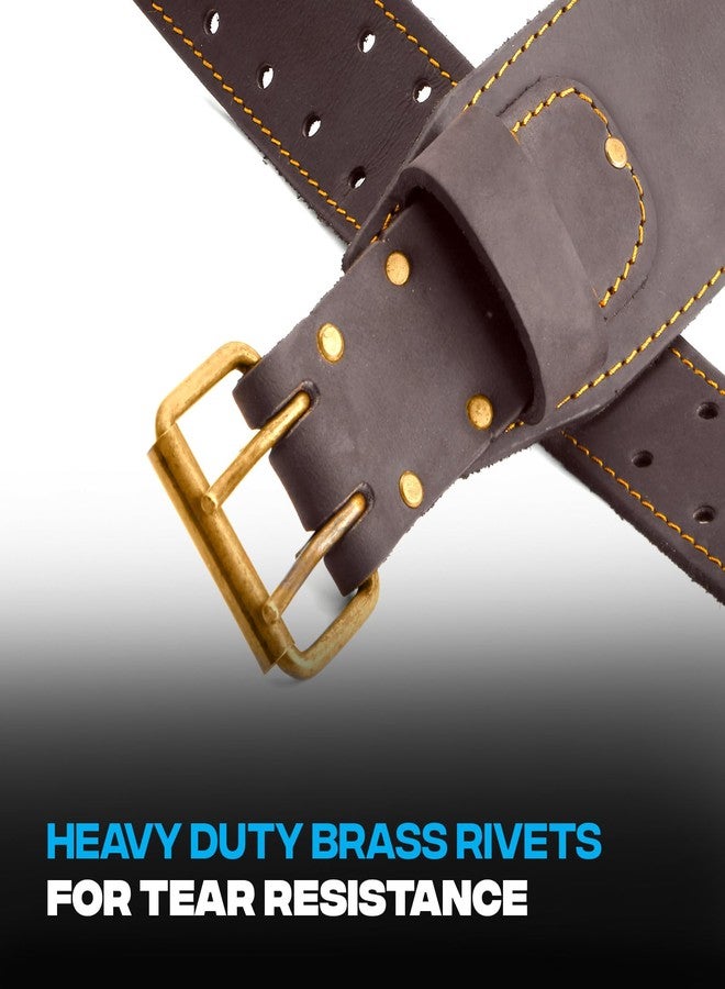 OX Tools 2-inch Wide Full Grain Leather Tool Belt - 2" Wide Oil Tanned Double Stitched Construction Belt with Rivets for Waist Size 35" to 46" Carpenter Tool Belt - OX-P263313 - Image 3