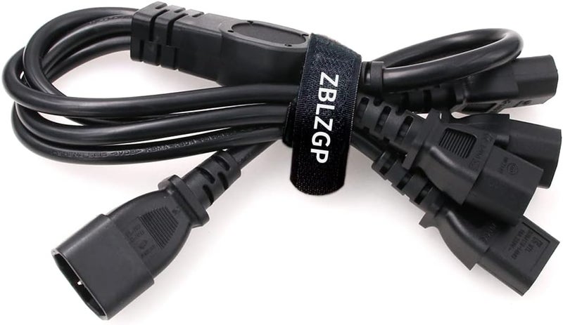 كابل طاقة من مقبس ذكري IEC 320 C14 إلى مقبس أنثوي 4XC13، كابل توزيع من نوع Y لأنظمة UPS/PDU، جهد 250V/10A (طول 60 سم) - Image 5