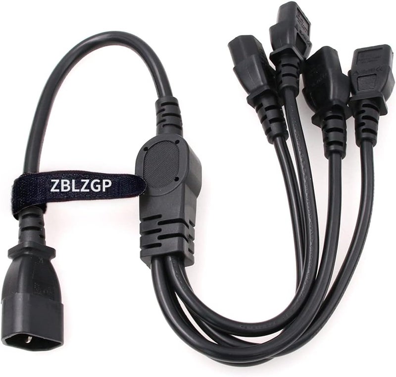 كابل طاقة من مقبس ذكري IEC 320 C14 إلى مقبس أنثوي 4XC13، كابل توزيع من نوع Y لأنظمة UPS/PDU، جهد 250V/10A (طول 60 سم) - Image 1