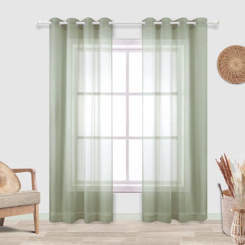 Koufall 96 بوصة طويلة المريسي الستائر الخضراء 2 لوحة ضيقة بوهو الستائر لغرفة المعيشة غرفة نوم 52x96 في الطول - Image 1