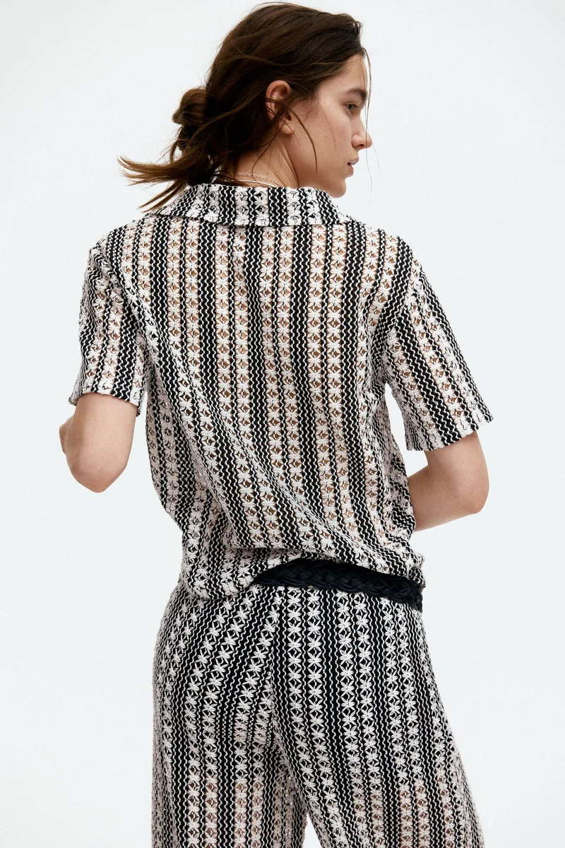 H&M Hole-patterned collared top