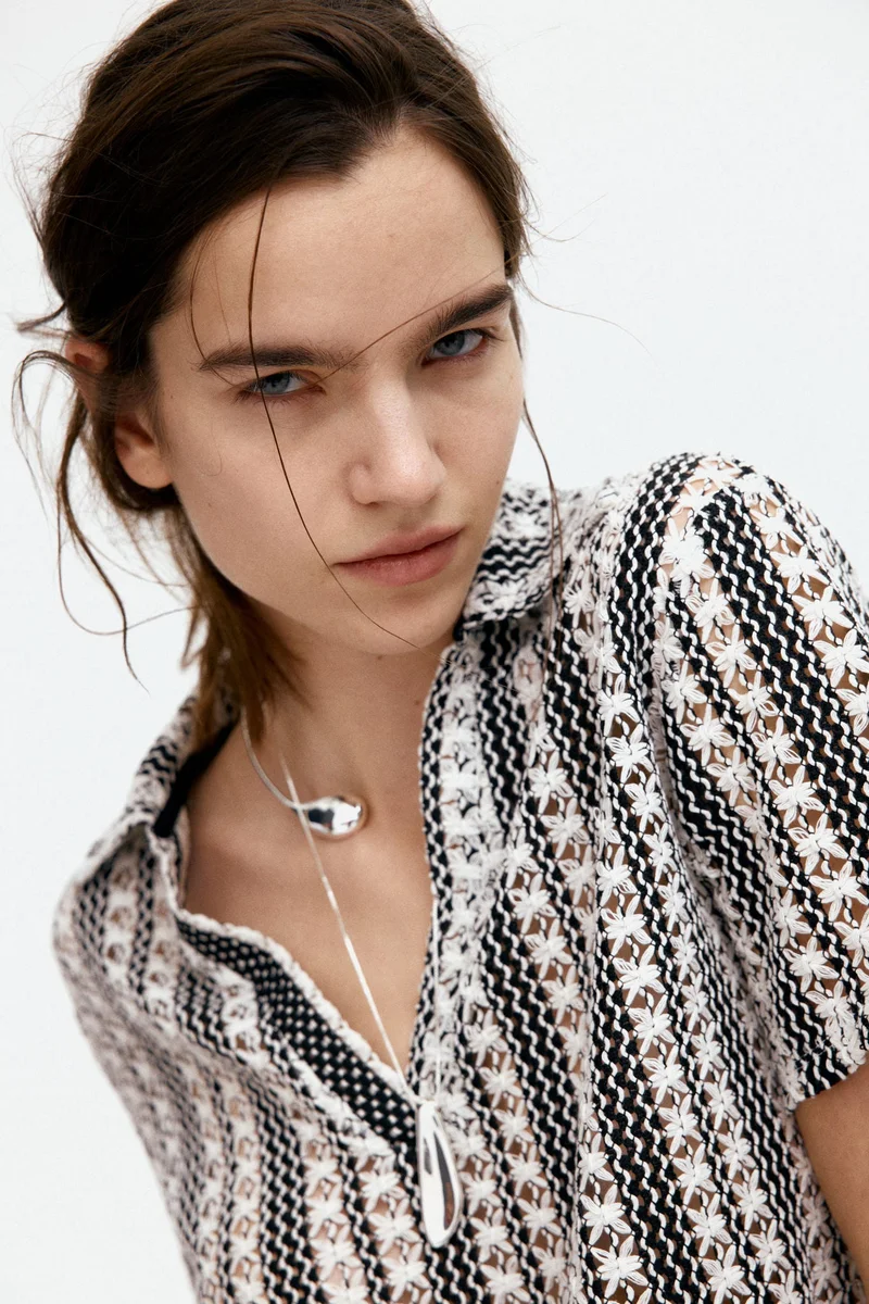 H&M Hole-patterned collared top