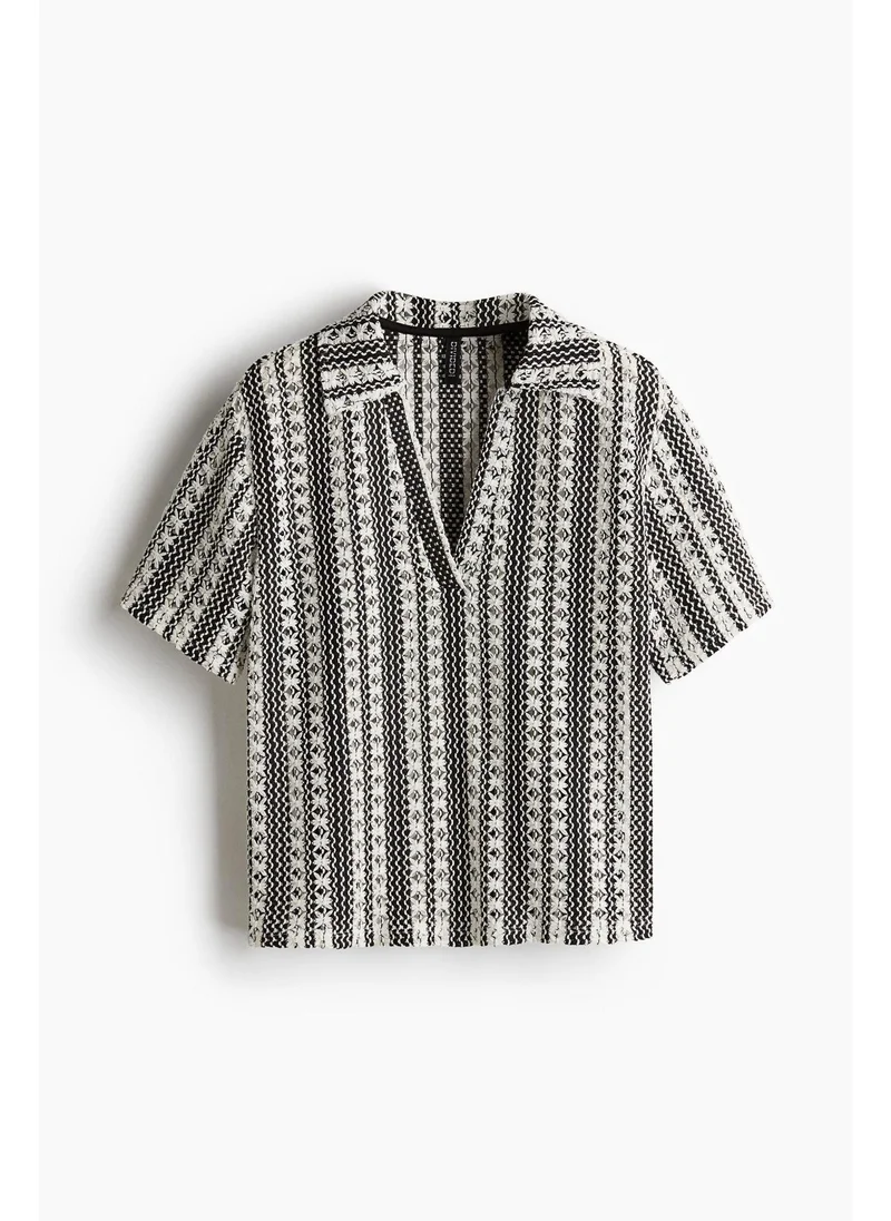 H&M Hole-patterned collared top