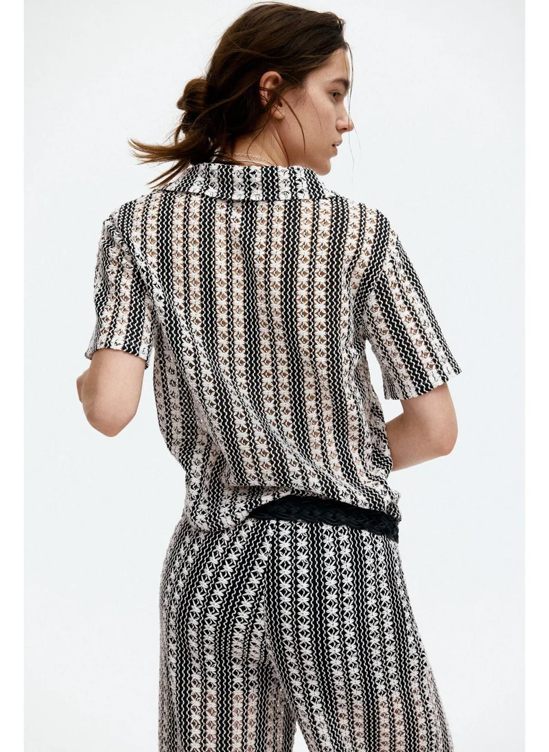 H&M Hole-patterned collared top