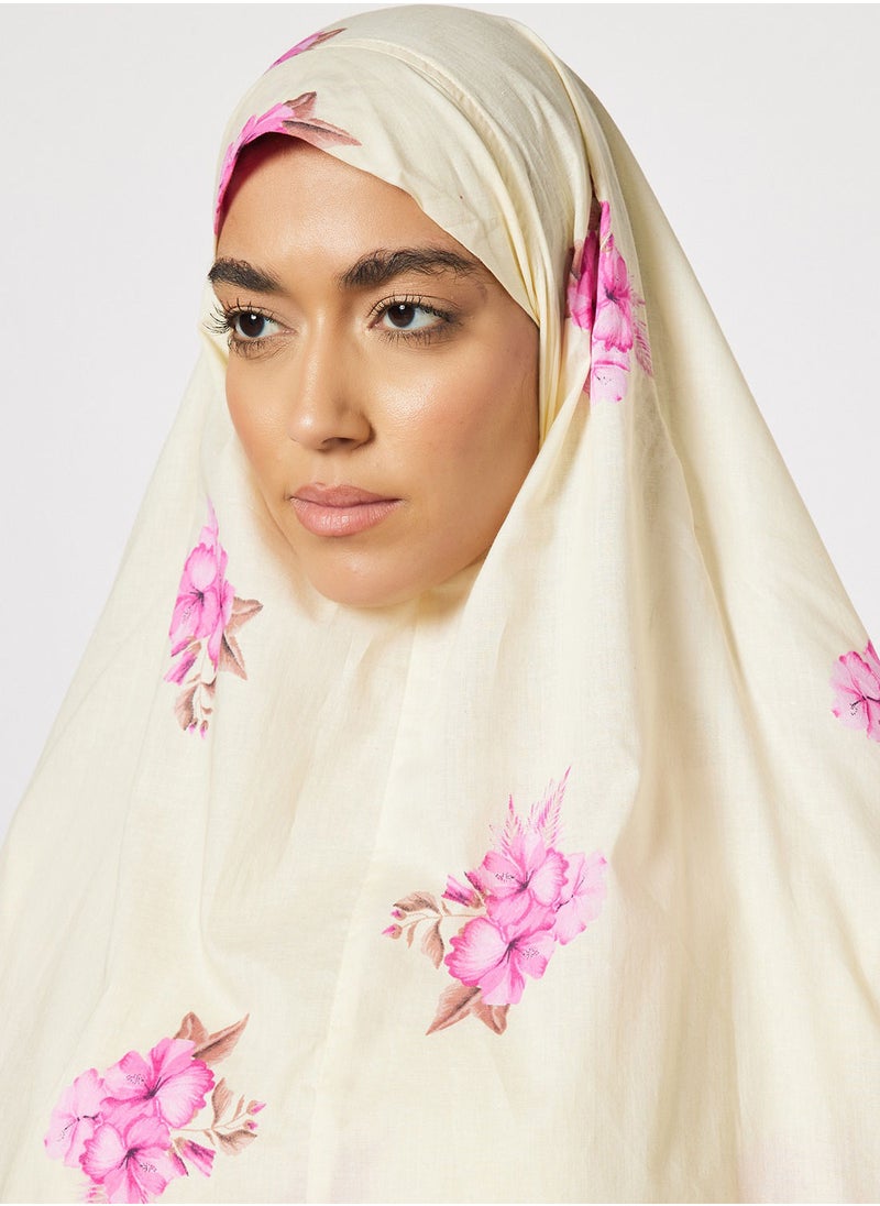 Hayat - Praying Dress With Floral Prints And Veil - Image 1