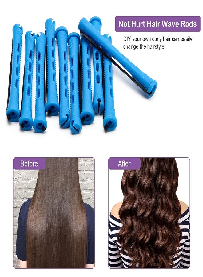 Coolrunner Hair Perm Rods Set, 60PCS Blue Plastic Curler Perming Rods with Steel Pintail Comb, DIY Hair Curler Styling Tools for Hairdressing Hair (0.9cm) - Image 5