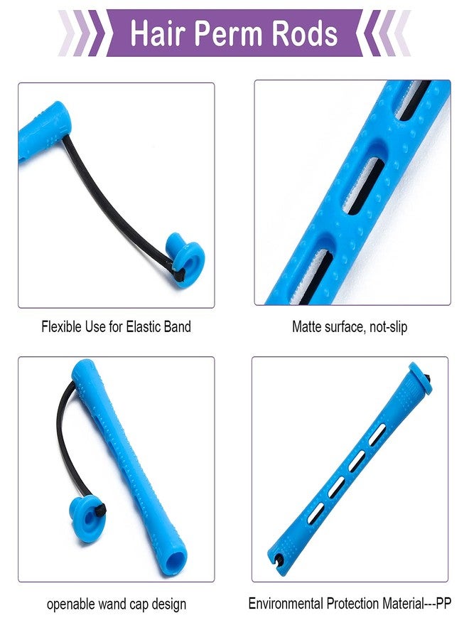 Coolrunner Hair Perm Rods Set, 60PCS Blue Plastic Curler Perming Rods with Steel Pintail Comb, DIY Hair Curler Styling Tools for Hairdressing Hair (0.9cm) - Image 4