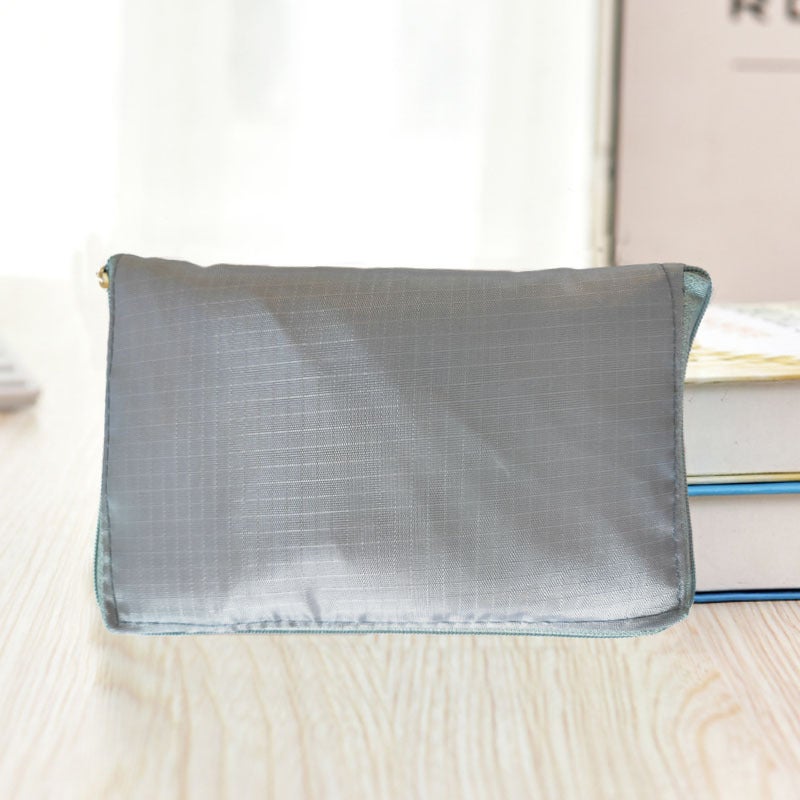 Folding Shopping Bag Portable Large Environmental Bag Oxford Cloth Thickened Handbag Waterproof Zipper Bag for Repeated Use Grey 
