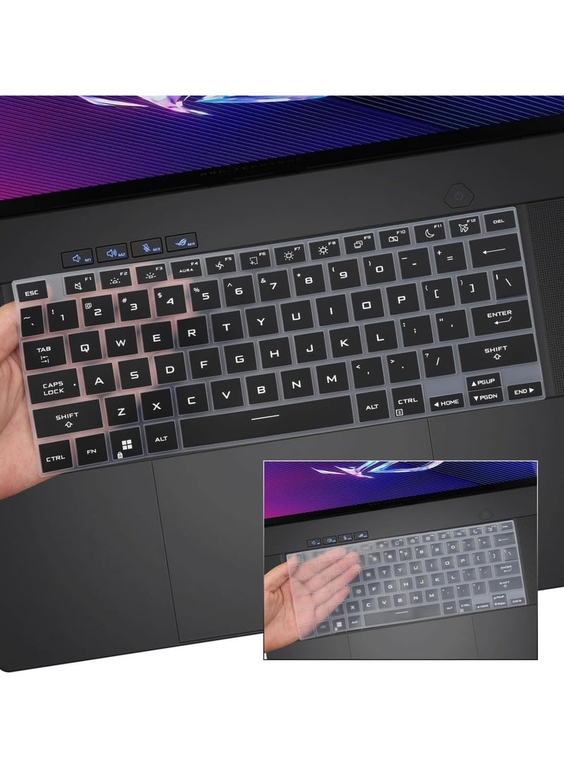 عام 4 قطع واقي لوحة مفاتيح متوافق مع Asus ROG Zephyrus G16 (2024) GU605 مقاس 16 بوصة - أغطية سيليكون TPU واقية مع طبقة جلدية للابتوبات الجيمنج