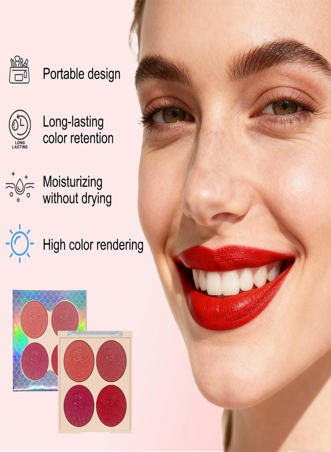 Okerker 4-Color Lipstick Palette - Velvet Matte Lip & Cheek Tint | Long-Lasting, Waterproof, Highly Pigmented | All-in-One Lip Palette for Every Occasion - Image 4