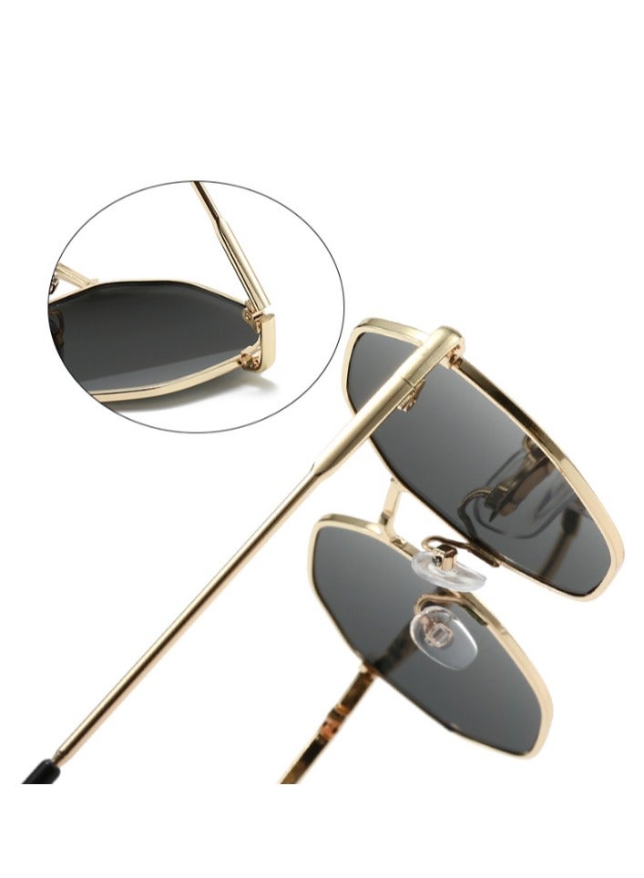 Square Hexagonal Flat Mirrored Sun Glasses - Image 4