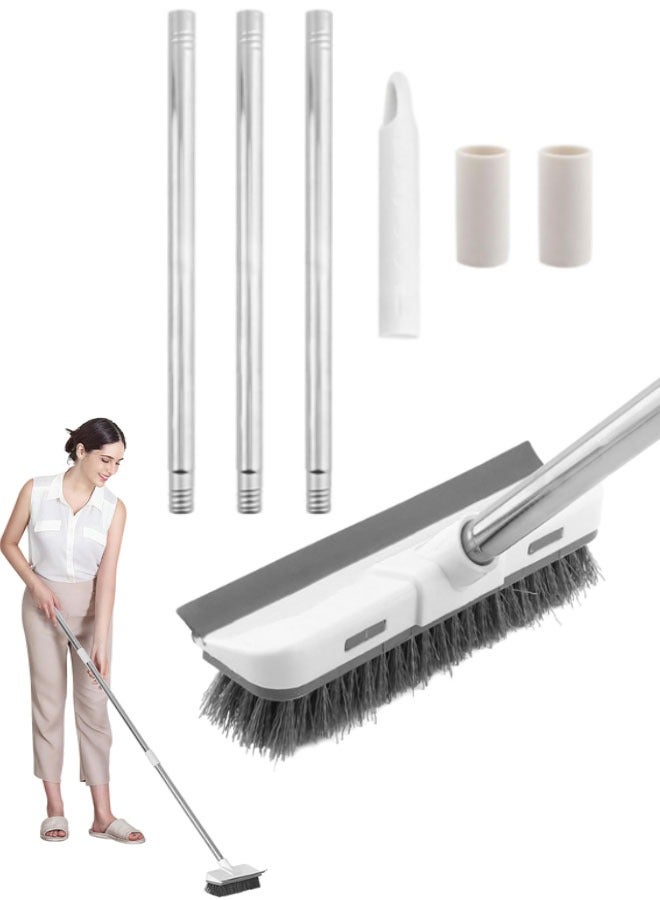 Floor Scrub Brush with Long Handle, Cleaning Brush with Adjustable Long Handle, Squeegee and Bristles 2 in 1 for Cleaning Kitchens, Bathrooms, Tiles, Garages, Walls and Swimming Pools - Image 2