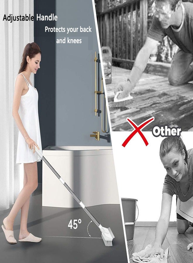 Floor Scrub Brush with Long Handle, Cleaning Brush with Adjustable Long Handle, Squeegee and Bristles 2 in 1 for Cleaning Kitchens, Bathrooms, Tiles, Garages, Walls and Swimming Pools - Image 5