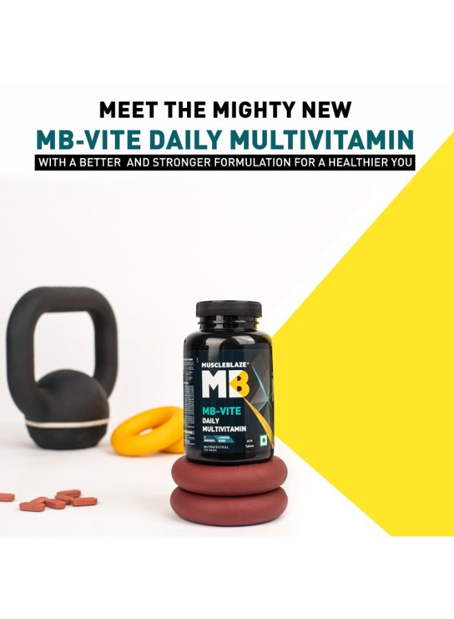 مسل بلايز MuscleBlaze MB-Vite فيتامينات متعددة للاستخدام اليومي (60 قرصاً) | يحتوي على 51 مكوناً و6 مزيجيات تشمل الفيتامينات والمعادن، والبريبايوتك والبروبيوتك، ومزيج الأحماض الأمينية | لتعزيز الطاقة والقدرة على التحمل وتسريع الاستشفاء العضلي - Image 3