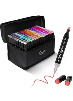 Touch 120pcs Dual Tip Markers Set, Assorted Colors Stylish Black Body with Black Cloth Bag  - Image 3