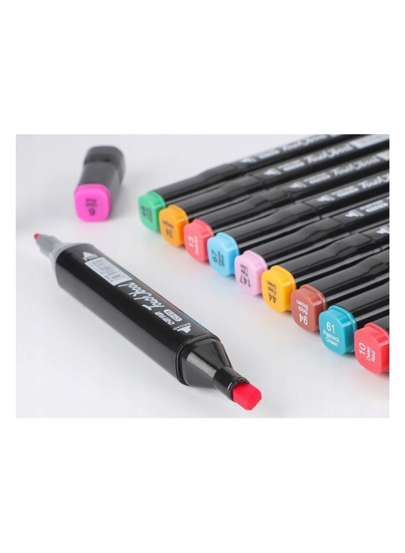 Touch 120pcs Dual Tip Markers Set, Assorted Colors Stylish Black Body with Black Cloth Bag - Image 5