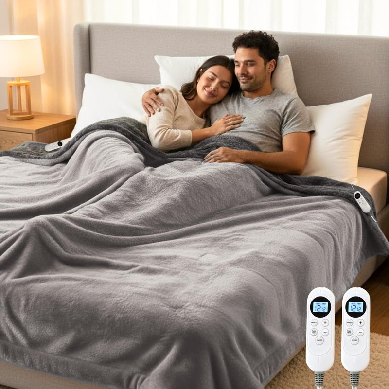 Eastsora Heated Blanket Queen Size, 84"x90" Electric Heating Soft Dual-Sided Flannel Machine Washable Blanket, 12 Heat Levels & 12 Hours Auto Off, Soft Warm Flannel Blanket, Overheat Protection with ETL & FCC - Image 1