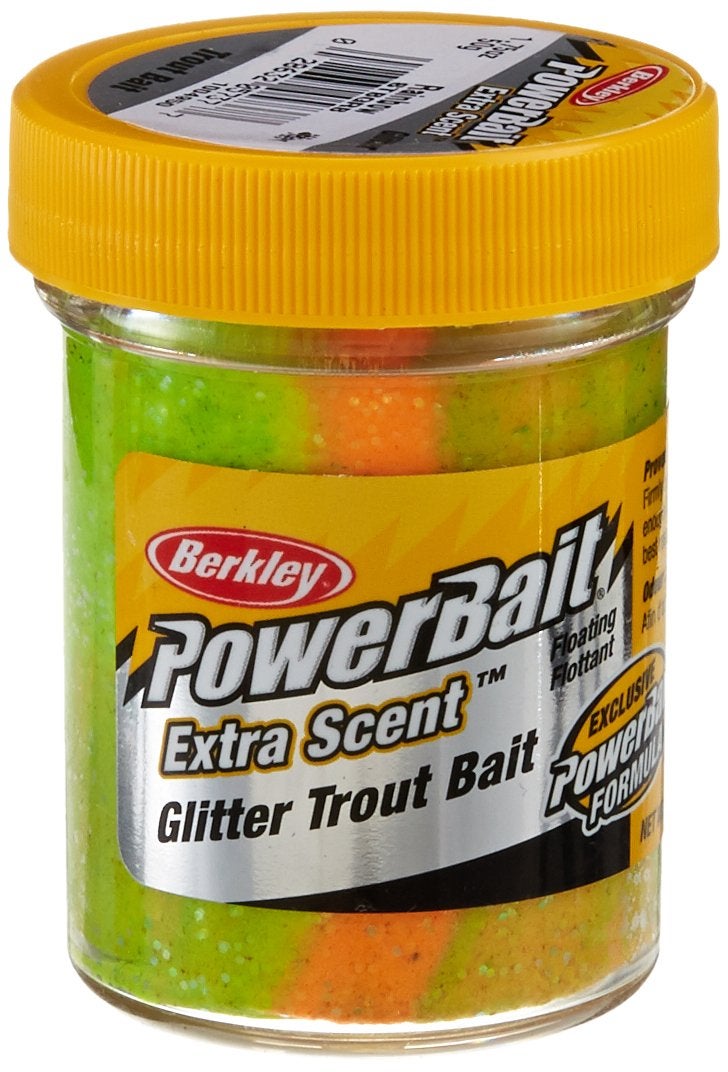 Berkley Berkley PowerBait Glitter Trout Bait, Rainbow, Fishing Dough Bait, Scent Dispersion Technology, Irresistible Scent and Flavor, Moldable and Easy to Use, Jar