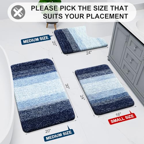 Arotive Bathroom Rugs Sets 2 Piece, Shaggy Soft and Absorbent Microfiber Bath Rugs, Non-Slip, Machine Washable Dry Bath Mats for Bathroom, 30x20 and 24x16, Blue - Image 2