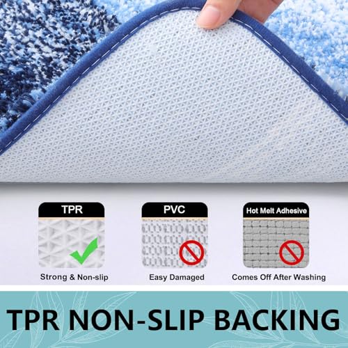 Arotive Bathroom Rugs Sets 2 Piece, Shaggy Soft and Absorbent Microfiber Bath Rugs, Non-Slip, Machine Washable Dry Bath Mats for Bathroom, 30x20 and 24x16, Blue - Image 5