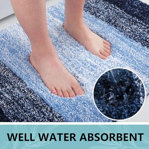 Arotive Bathroom Rugs Sets 2 Piece, Shaggy Soft and Absorbent Microfiber Bath Rugs, Non-Slip, Machine Washable Dry Bath Mats for Bathroom, 30x20 and 24x16, Blue - Image 3