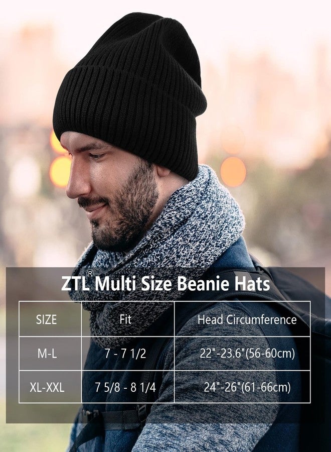 Ztl Oversize XL XXL Waterproof Merino Wool Beanie for Men Women Big Head, Warm Fleece Lined Large Winter Hat, Plus Size Big Knit Skull Stocking Cap, Rainproof Windproof Cuffed Beanie for All Weather Black - Image 2