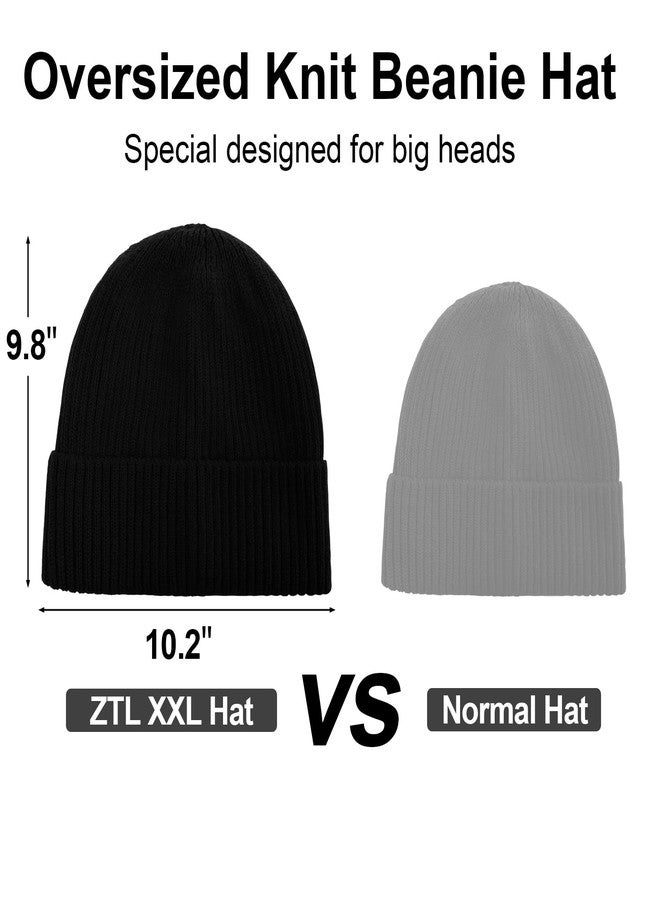 Ztl Oversize XL XXL Waterproof Merino Wool Beanie for Men Women Big Head, Warm Fleece Lined Large Winter Hat, Plus Size Big Knit Skull Stocking Cap, Rainproof Windproof Cuffed Beanie for All Weather Black - Image 5