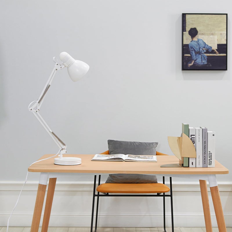 Globe Electric 52024 28" Swing Arm Architect Desk Lamp, Matte White, Rotary Switch on Shade, Partially Adjustable Arm, Modern Lighting for Bedroom or Office, Timeless, Indoor Lights - Image 3