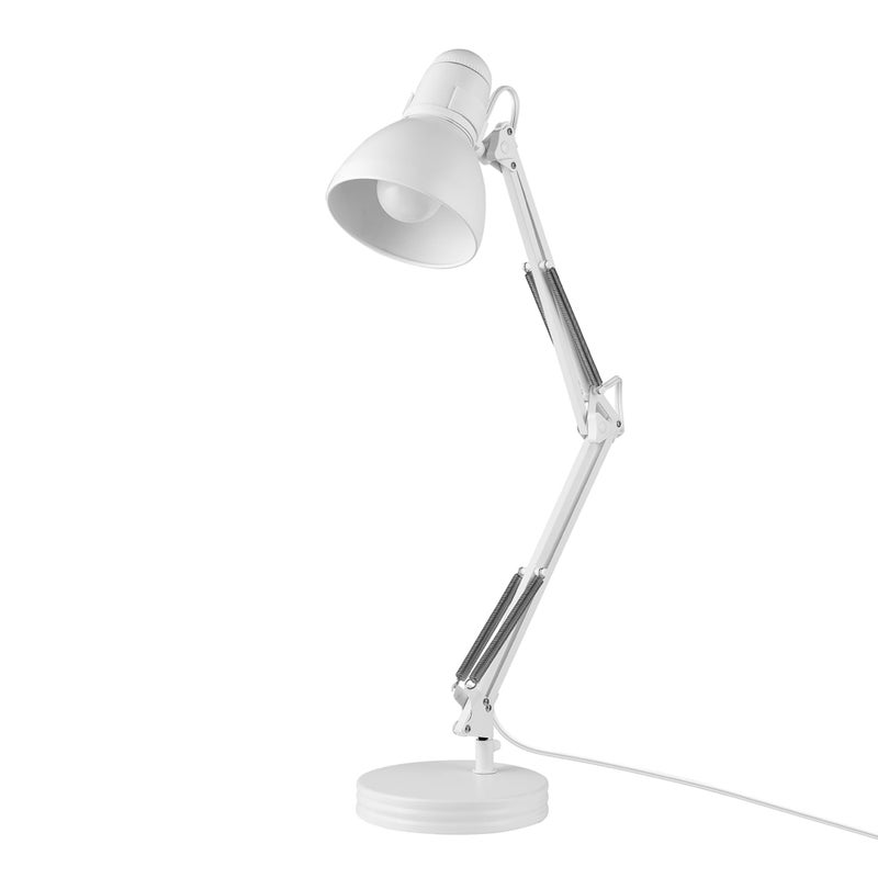Globe Electric 52024 28" Swing Arm Architect Desk Lamp, Matte White, Rotary Switch on Shade, Partially Adjustable Arm, Modern Lighting for Bedroom or Office, Timeless, Indoor Lights - Image 1