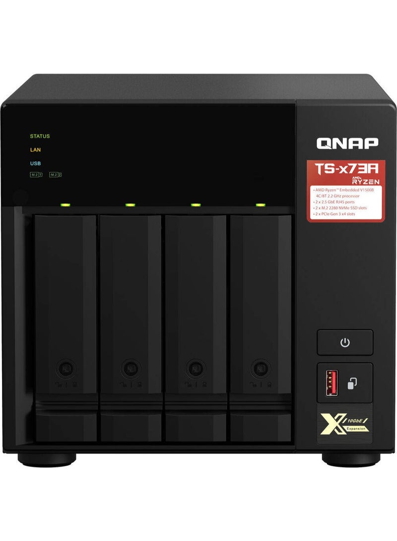 QNAP 4-Bay NAS Server, AMD Ryzen V1500B Processor, 2.2 GHz CPU, 8GB DDR4 RAM, 2.5 GbE | TS-473A-8G - Image 1