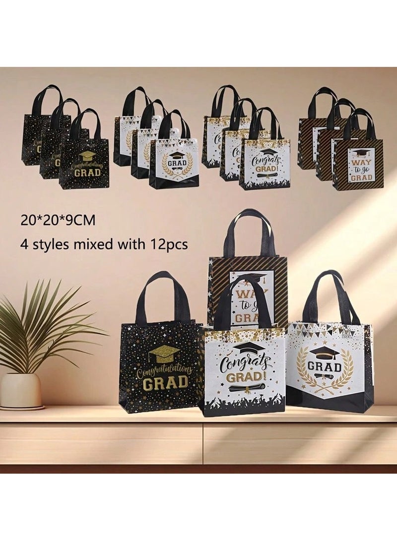 Graduation Party Favors – Fabric Gift Bags for Distributing Graduation Gifts, Perfect for School and University Graduation Celebrations – Set of 12 Bags for All Types of Gifts. - Image 1