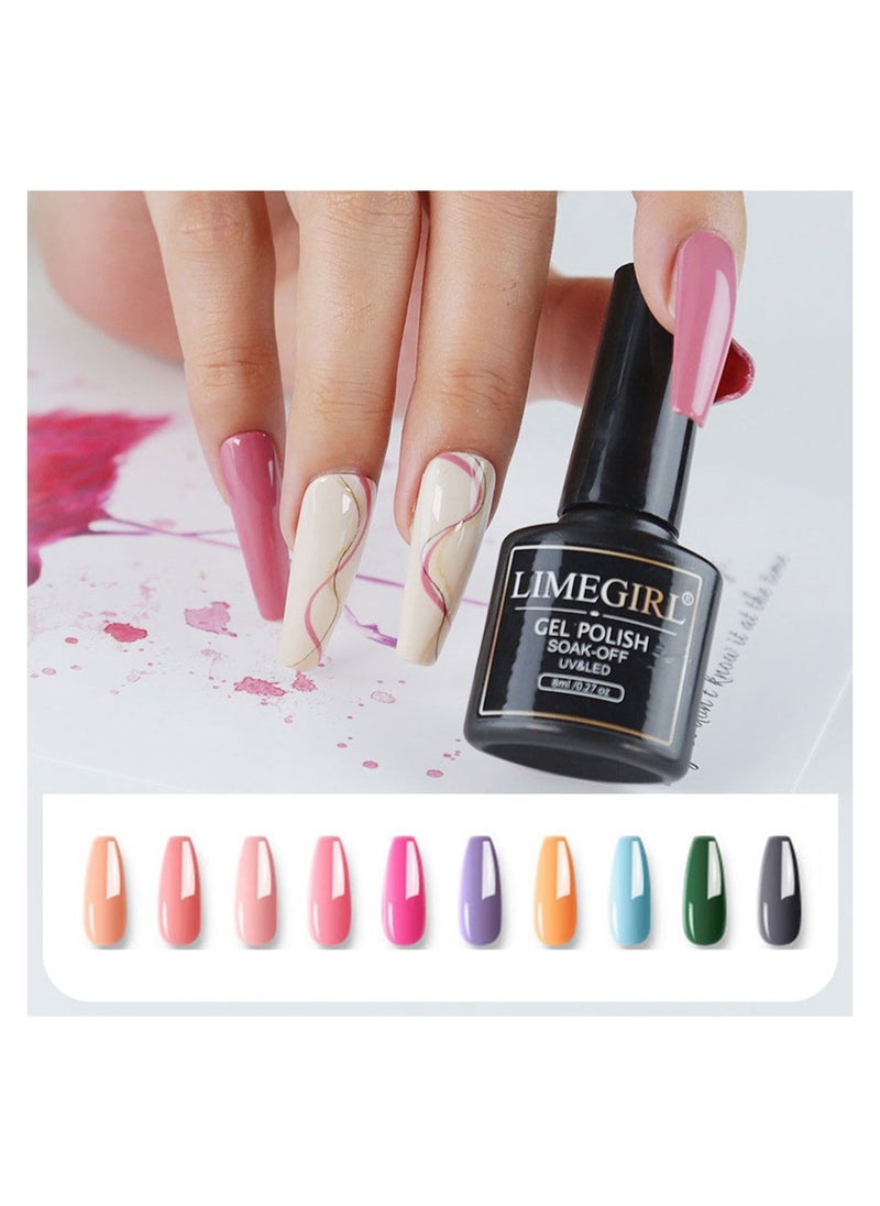 Cool Baby - COOLBABY Gel Nail Polish Set with UV Lamp 54W Nail Art Lamp 10 Colors Neutral Pink Glitter Gel Nail Polish Set Polisher Nail Art Tools - Image 1