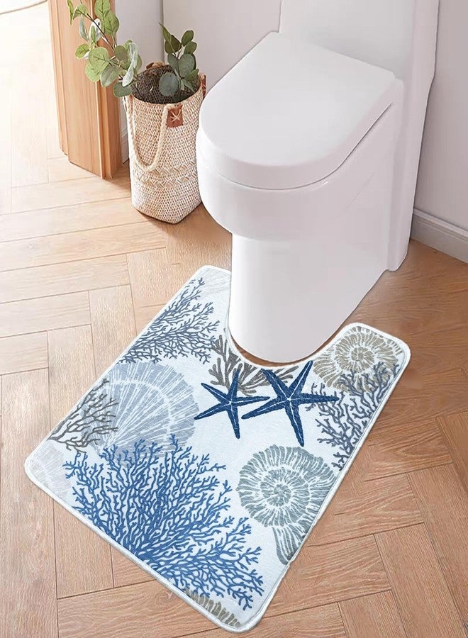 BBSET Sea Life Bathroom Rugs Sets 3 Piece Blue Runner Bath Mat Set with U Shaped Toilet Rug Non Slip Washable Bath Rugs for Sink Tub (Sea, 16x28+16x47+U Shape 20x24 inch) - Image 5