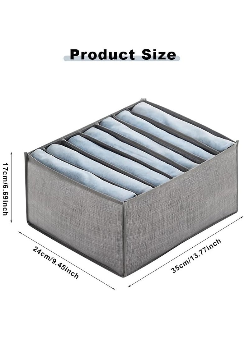 2 Pcs 7 Grids Drawer Dividers For Clothes Wardrobe Clothes Organizer Washable Closet Drawer Organizer Clothing Compartment Storage Box For Thin Coats Jeans Trousers Leggings Sweaters T Shirts (Grey)  - Image 2